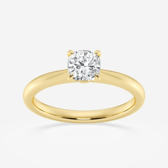 3/4 ctw Cushion Lab Grown Diamond Petite Solitaire Engagement Ring - Picture 5 of 6